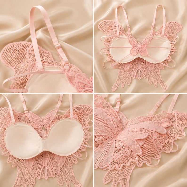 Butterfly Design Lace Bralette – Premium Free Size