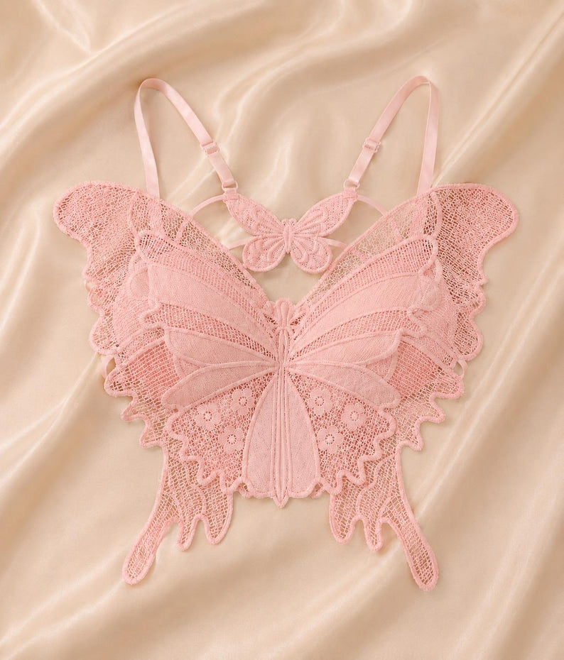 Butterfly Design Lace Bralette – Premium Free Size