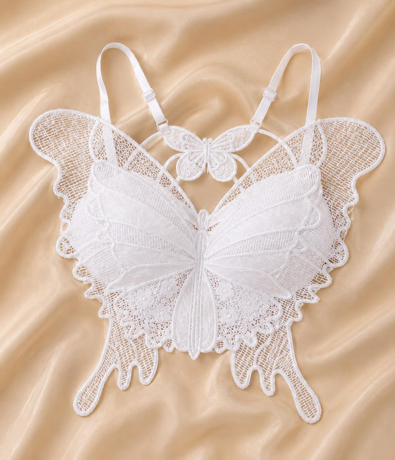 Butterfly Design Lace Bralette – Premium Free Size