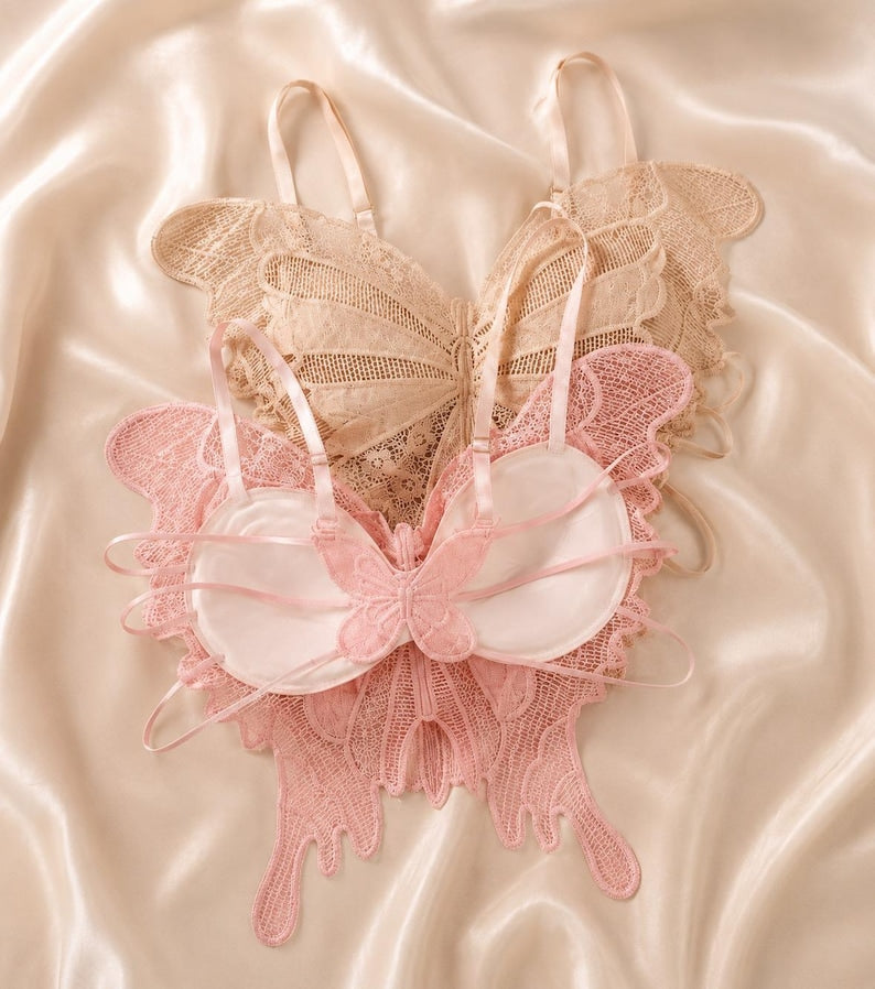Butterfly Design Lace Bralette – Premium Free Size
