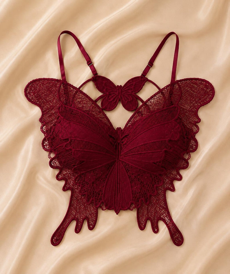 Butterfly Design Lace Bralette – Premium Free Size